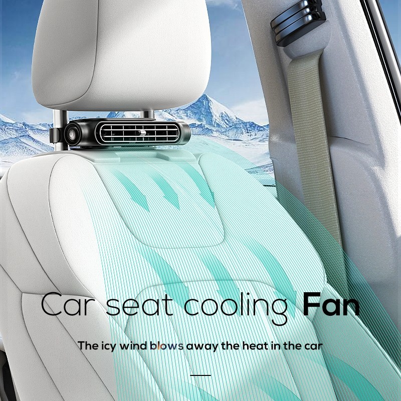 3-speed Car Seat Cooling Fan Turbo Big Wind Type-C Plug-in พัดลมรถสําหรับพนักพิงหมอนภายในรถด ้ านหลัง Headrest พัดลม Cooler