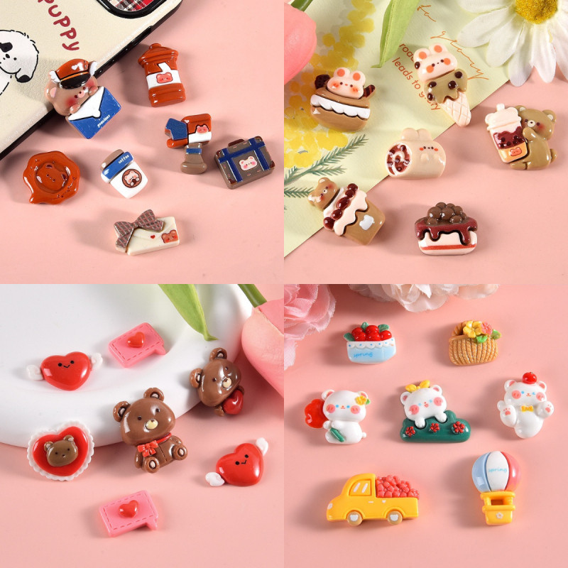 10 ชิ ้ น/set หมีน ่ ารัก Postman เรซิ ่ น Flatback Diy เคสโทรศัพท ์ สําหรับผมคลิปทําวัสดุตกแต ่ ง Patch