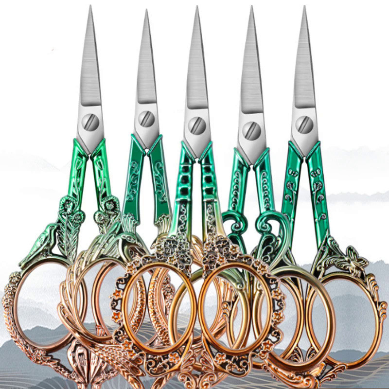 Gradient Sewing Scissors Retro Stainless Steel Tailor Thread Embroidery Fabric Needlework Scissor Ho
