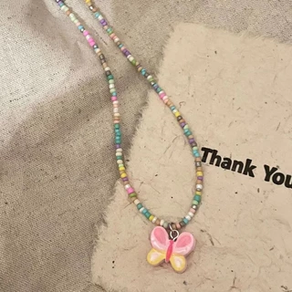 🦋ร้านไทยพร้อมส่ง🦋 สร้อยคอ สายโซ่ ประดับลูกปัด ลายผีเสื้อน่ารัก แฟชั่นฤดูร้อน สําหรับผู้หญิง N157