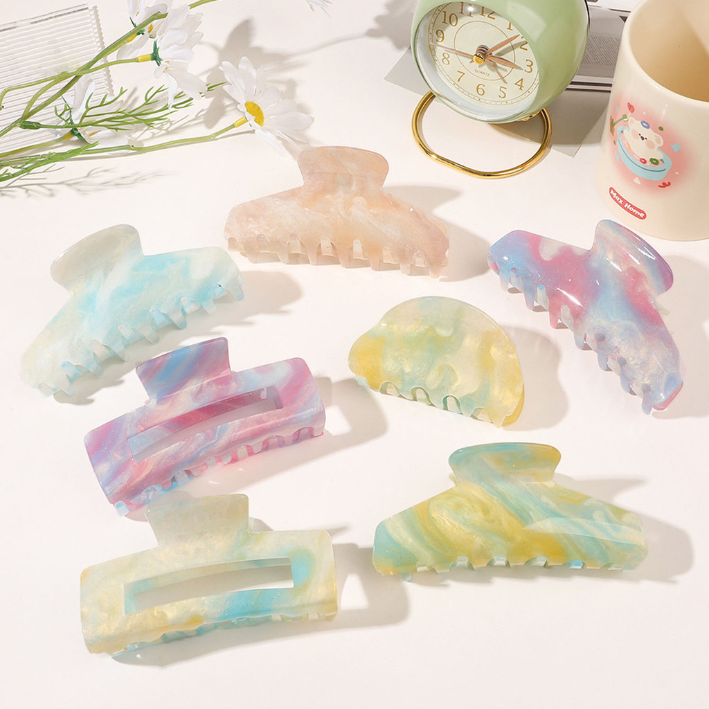 1pc 7.5 ซม.สี ่ เหลี ่ ยมผืนผ ้ าอะคริลิคคลิปผม Starry Sky สี Gradient Halo Hairclaw หวาน Headwear
