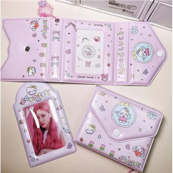 Ins Lucky Hello Kitty Card Holder Card Case 3 นิ้ว Small Card Idol Organizer Book Meal Card ID Card Protection Sleeve