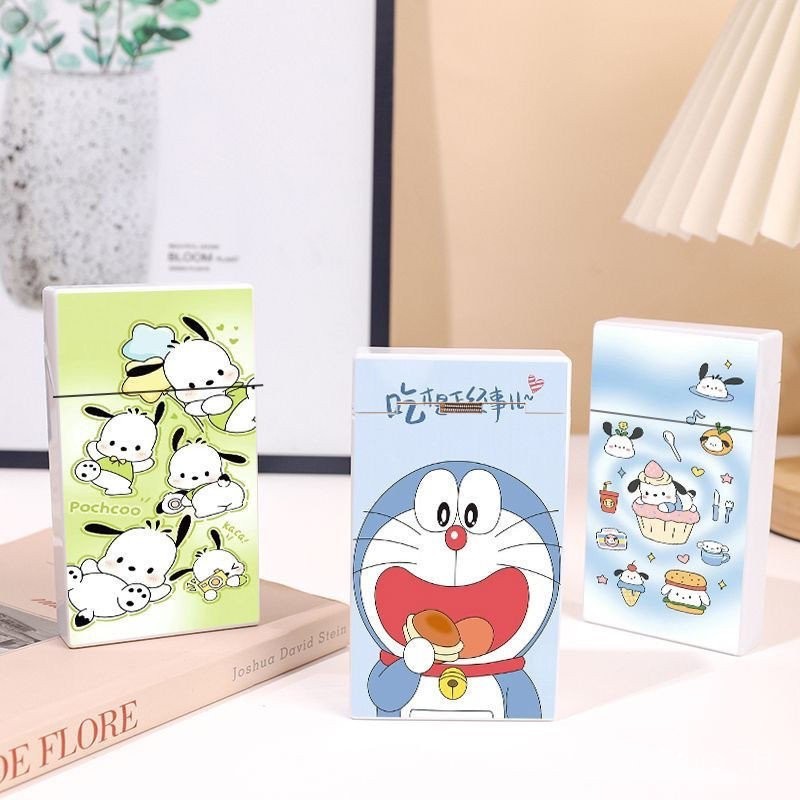 การ์ตูนน่ารัก อิน สไตล์เป็นมิตรกับสิ่งแวดล้อมกล่องเก็บพลาสติก 20 ชิ้นพลิกกรณีบุหรี่แบบพกพากล่องเก็บบัตรของขวัญผู้ชายกรณีบุหรี่กรณียาแบบพกพ