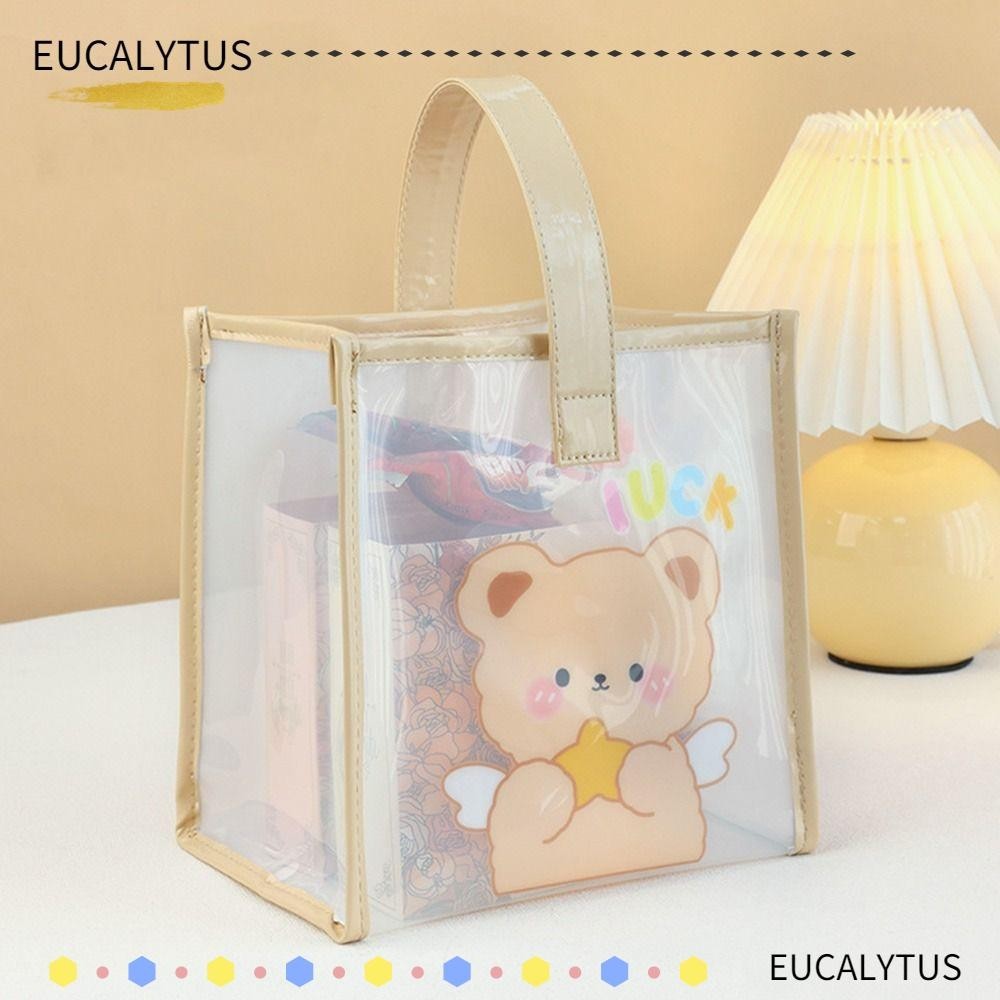 Eutus กระเป๋าถือโปร่งใส, กระเป๋าโท้ท PVC กันน้ํา, กระเป๋าสะพายความจุขนาดใหญ่เยลลี่แบบพกพาชายหาด