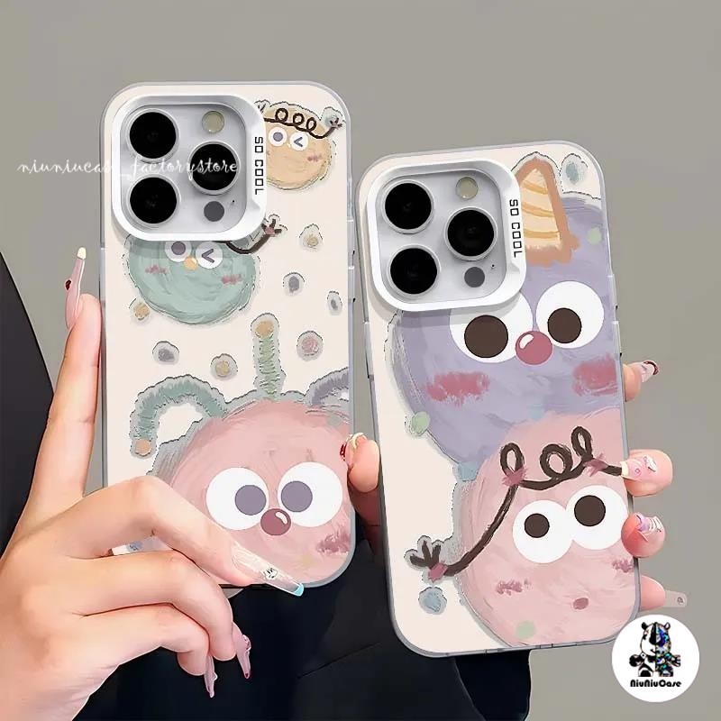 ส่งจากไทย Monster การ์ตูนเคสโทรศัพท์มือถือ For iPhone 11 12 13 14 15 Pro Max XR X XS 7 8 Plus เคสเคซิลิโคนุ่มสสีเงินเคส