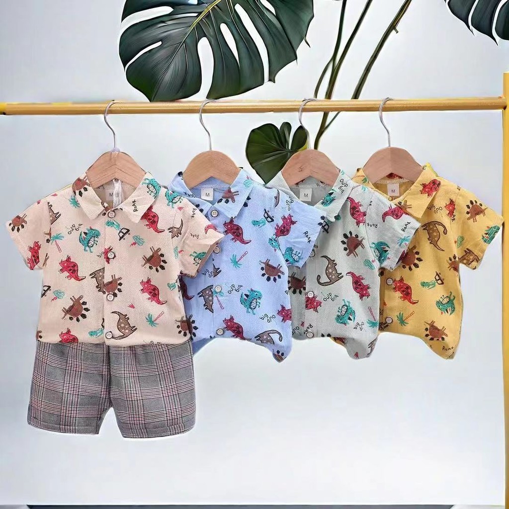 เสื้อผ้าแฟชั่นเด็กผู้ชาย เชิ้ต+กางเกง(set2ชิ้น)