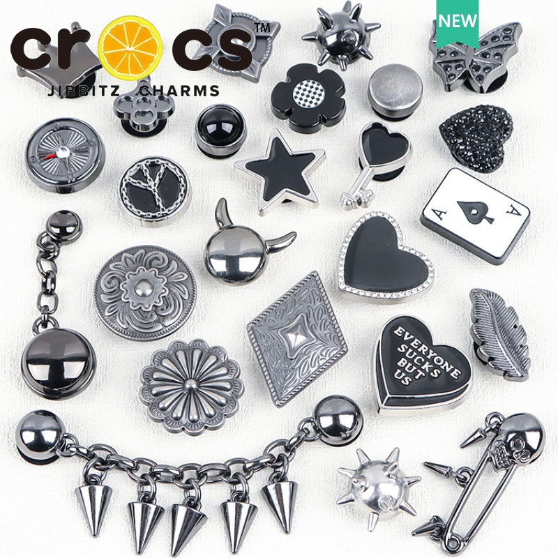โลหะ jibbitz crocs แท้ กระดุมรองเท้า charms รองเท ้ าหัวเข ็ มขัดโลหะ Punk สไตล ์ รองเท ้ าหัวเข ็ มขัดแฟชั ่ นอุปกรณ ์ เสริมรองเท ้