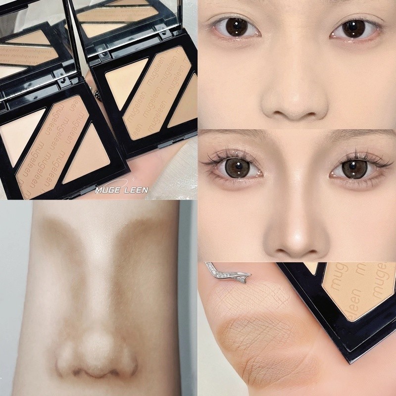 Kapeineทวิภาคี Contouring Tricolor Shadow เงาจมูกตกแต่ง Silhouette Brighten Highlight Hairline มัลติฟังก์ชั่นความจุสูง Lasting Nature แต่งหน้า
