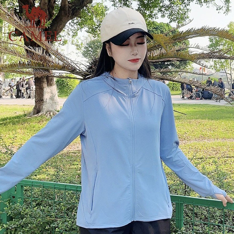 อูฐกันแดดผู้หญิงผ้าไหมน้ําแข็งแห้งเร็วเสื้อผ้าผิวเสื้อป้องกันรังสียูวีเสื้อผ้าป้องกันแสงแดดกลางแจ้ง ราคา ถูกที่สุด ดีลบีเคเค แกลเลอรีภาพที่ 2