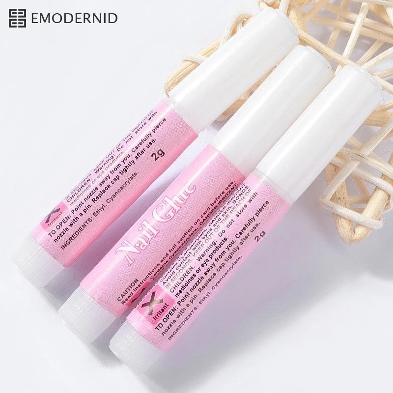 Nail Glue กาวต่อเล็บอะคริลิค กาวติดเล็บปลอม หลอดชมพู 2g