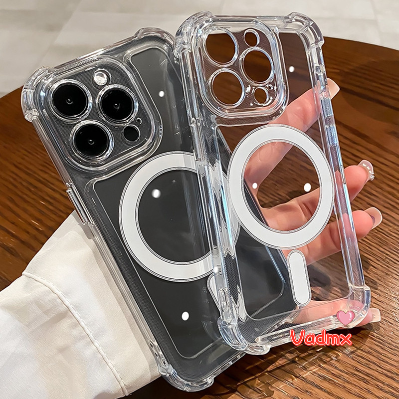 กันกระแทกสําหรับ Redmi 15 15C 13X หมายเหตุ 15 Pro Plus Turbo 4 Pro A5 A4 5G 4G แม่เหล็กโปร่งใสไร้สาย