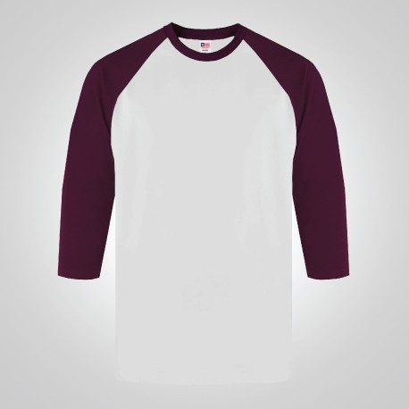 NSA - ผ้าขี้ริ้วคอตตอนพรีเมี่ยม 3/4 7260 สีขาว/มารูน