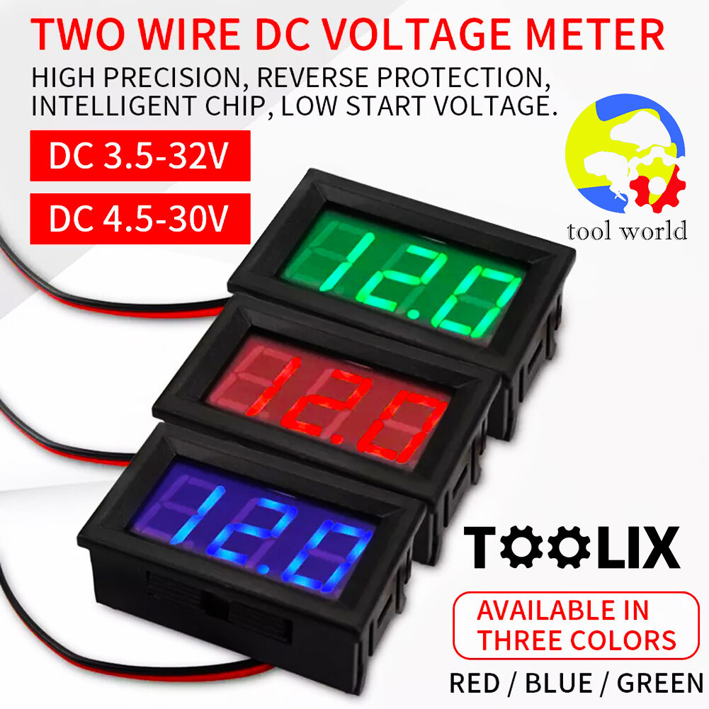 ตัววัดโวลท์ แบบดิจิตอล DC 4.5 - 30.0 V (Mini 0.36 inch DC 4.5V-30V 2-Wire LED Digital Display Panel Battery all motorcar