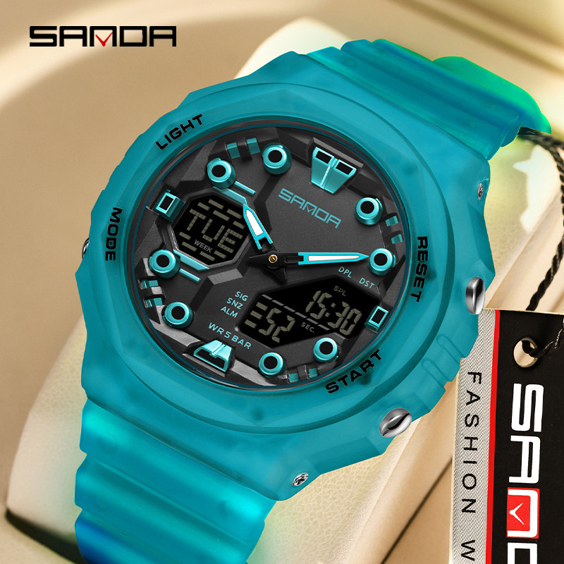 Sanda หน ้ าปัดขนาดใหญ ่ มัลติฟังก ์ ชั ่ นอินเทรนด ์ Urban กีฬากันน ้ ํากลางแจ ้ งนาฬิกาผู ้ ชาย SD6200