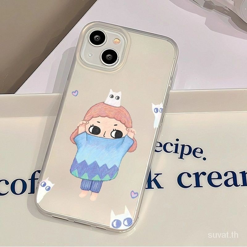 Graffiti มือวาดตลกสาว iPhone เคสโทรศัพท์ใช้งานร่วมกับ iPhone 11promax 15pro 14/15plus 11 13 12 14 pro 13 15 12 14 promax Apple เคสป้องกัน Scratch-Resistant ป้องกันฝุ่น CN3D