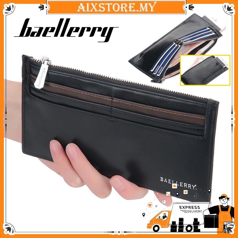 Dompet Lelaki Baellerry New Men's Wallet Thin Slim Wallet Leather Long Male Clutch Mens Wallets Coin Hand Purse