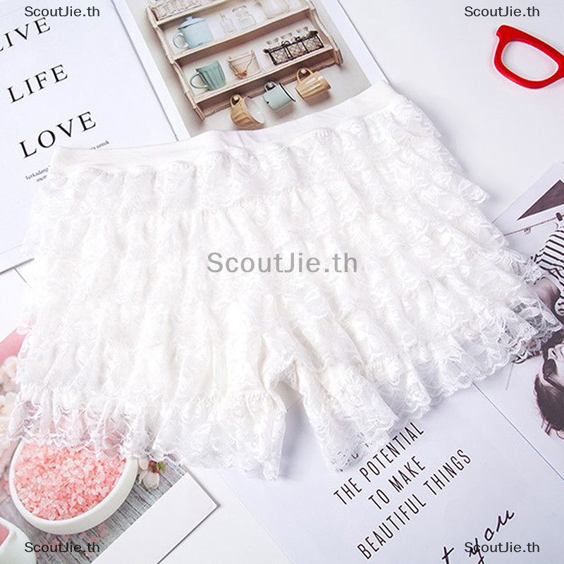 Scoutjie ลูกไม ้ ความปลอดภัยกางเกงขาสั ้ นผู ้ หญิงเอวยางยืด Lolita Casual Bow ความปลอดภัยกางเกงขาสั ้ น Bottoming Culottes Basic กางเกง Scanties TH