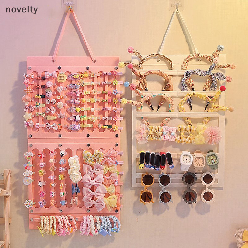 Nly ผม Bows Organizer แขวนผนังขนาดใหญ ่ ความจุผู ้ ถือคลิปผมแขวนประหยัดพื ้ นที ่ อุปกรณ ์ เสริมสําหรับ Girl Room N