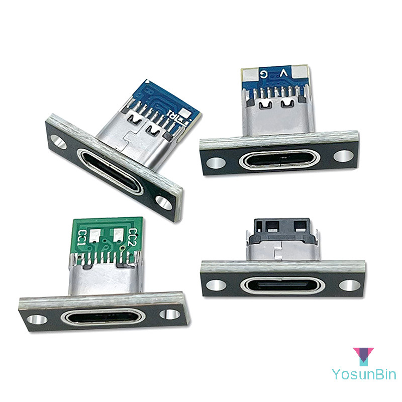 Yosunbin] 1 ชิ้น Type-C หญิงเชื่อมต่อแจ็คพอร์ตชาร์จ USB 3.1 ประเภท C ซ็อกเก็ตพร้อมแผ่นยึดใหม่
