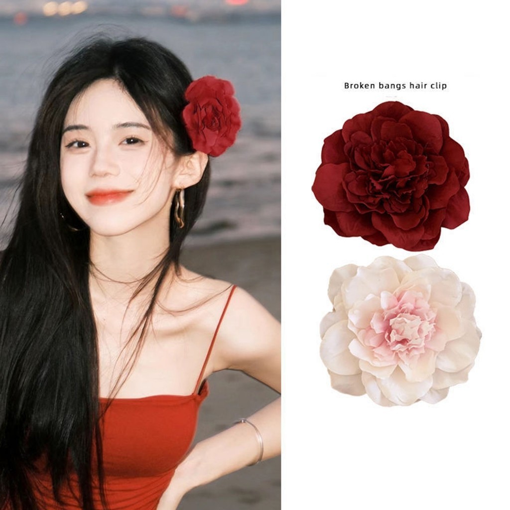 Siner-ผู้หญิงสาวดอกไม้กิ๊บ Peony Gradient สี Duckbill คลิปวันหยุดที่สวยงามผม Pins