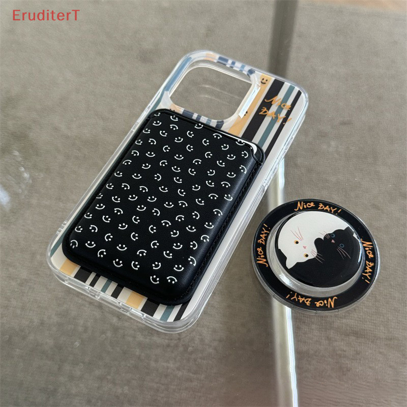 [EruditerT] Ins น่ารัก Magsafe Magnetic Card Clip เคสโทรศัพท์สําหรับ IPhone 15 Pro Max Magnetic Wallet Card Holder อุปกรณ์เสริมโทรศัพท์ [ใหม่]