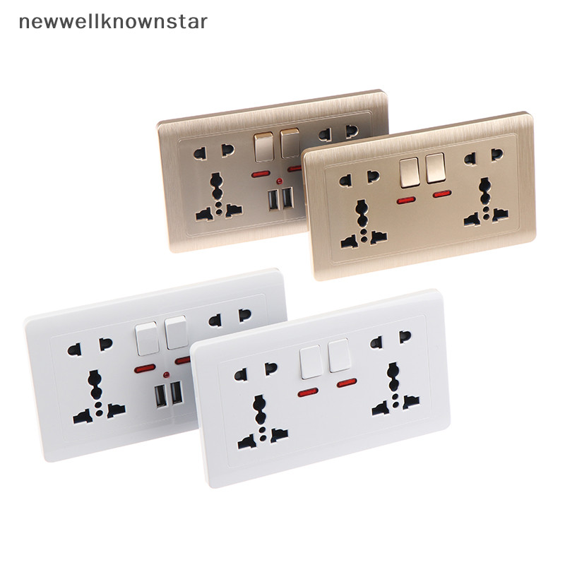 Newwellknownstar Wall Power Socket Universal 5 Hole 2.1A Dual USB Charger พอร ์ ตซ ็ อกเก ็ ต CCB