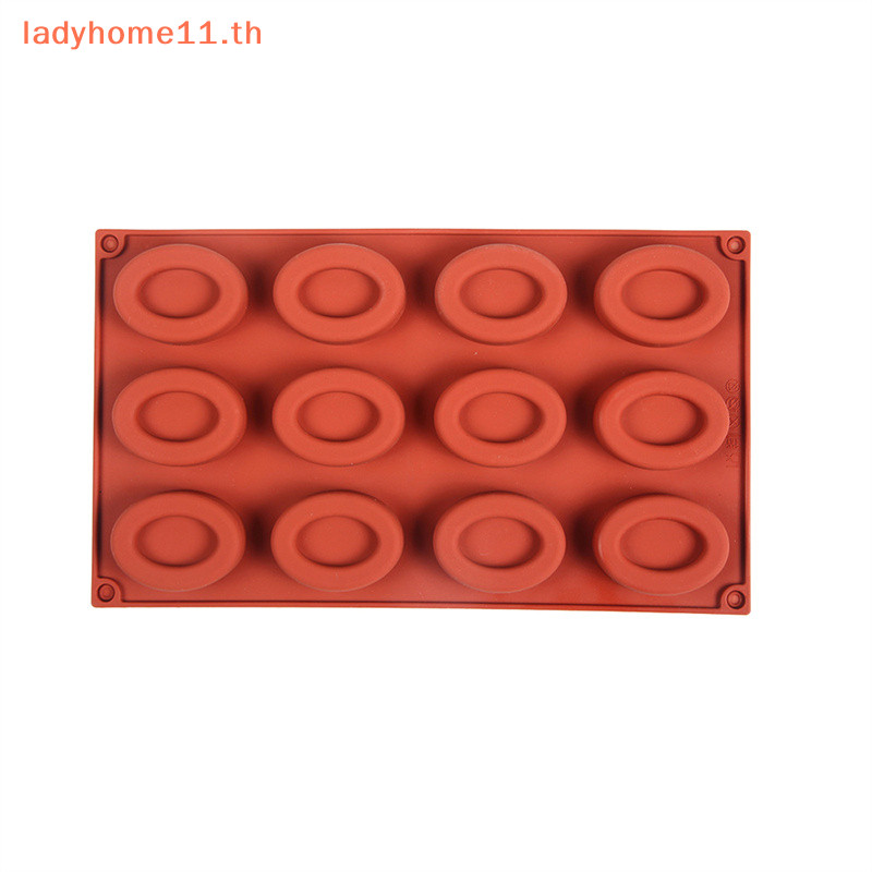 Onelady Creative 12 หลุมซิลิโคนรูปไข่ Donut แม่พิมพ์ถาดอบแม่พิมพ์ขนมปัง Pastry แม่พิมพ์ DIY ถาดอบ Doughnut ขนมทําแม่พิมพ์เครื่องมือ TH