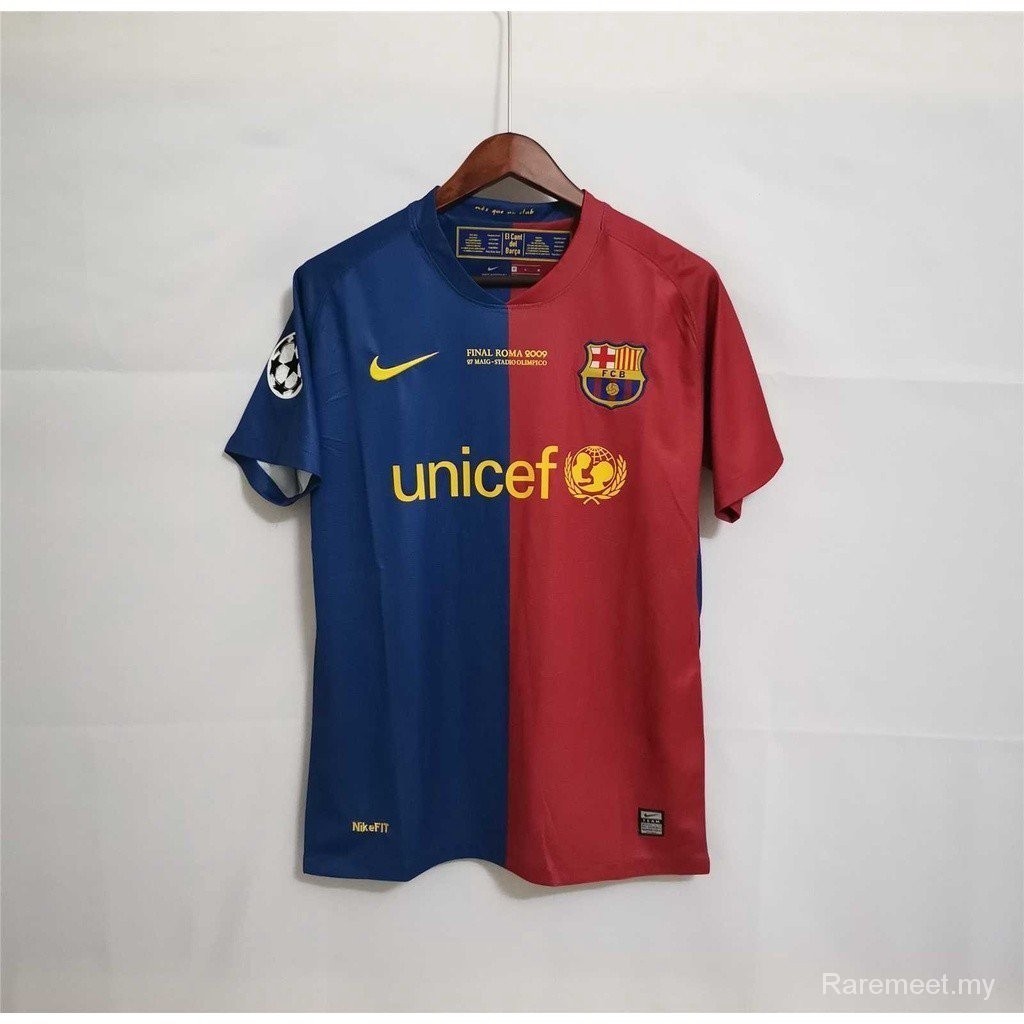 Retro 2008/09 Barcelona Home Football เสื้อเชิ้ตแขนสั้นคุณภาพสูง AAA+