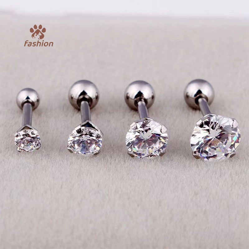 [แฟชั่น] 1 ชิ้น 4 Prong Rhinestone Ear Studs ต่างหูสําหรับผู้หญิง/ผู้ชาย Tragus กระดูกอ่อนมาตรฐาน Lobe เครื่องประดับของขวัญ {TH}