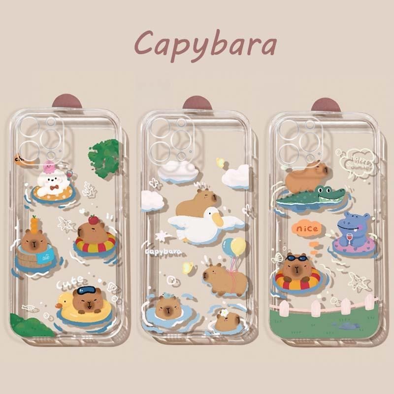 อาบน้ํา Capybara สําหรับ VIVO V30E 5G Y75 5G Y36 Y100 5G Y17S V29E Y15S Y35 Y11 Y15 V23 V27 Pro โทรศัพท์มือถือกรณีนุ่มการ์ตูนโปร่งใสกรณีซิลิโคน