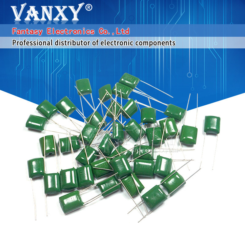 50pcs 2A104J 2A104 100V 0.1UF 100nF 2A104 โพลีเอสเตอร์ฟิล์มตัวเก็บประจุอิเล็กทรอนิกส์ส่วนประกอบ