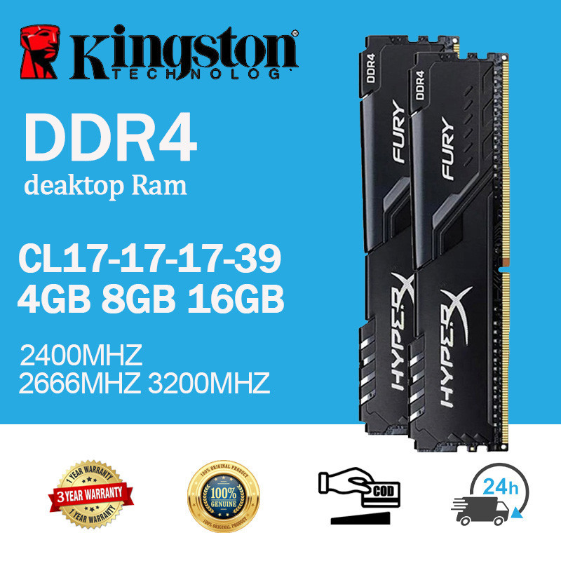 Kingston Hyperx DDR4 4gb/8GB/16GB 2400MHZ 2666MHZ 3200MHZ หน ่ วยความจําเกม RAM เดสก ์ ท ็ อปสําหรับพีซี