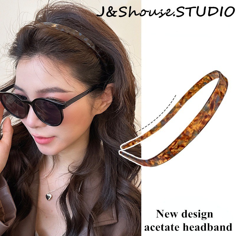 เคเอฟ792 เกาหลีที่เรียบง่ายอะซิเตท10มิลลิเมตรคาดศีรษะโค้งแคบขอบผมห่วงอุปกรณ์เสริมผู้หญิง