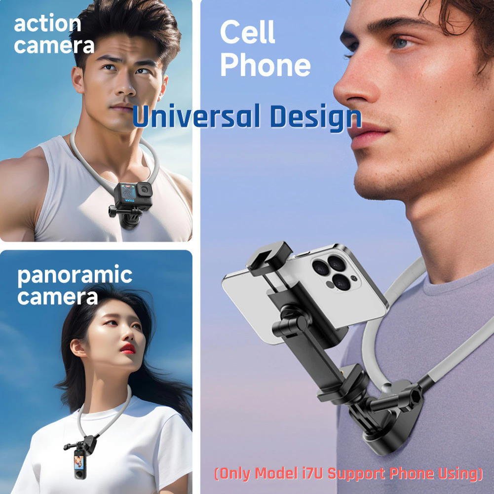 Inovagen แม่เหล็ก Anti-Shake POV/Vlog คอ Mount ผู้ถือโทรศัพท์สําหรับโทรศัพท์และ Action กล้อง DJI,GoPro Max,Insta360,เติมแสงใช้งานร่วมกับ,สายคล้องคอ Mount Lanyard thumbnail 3