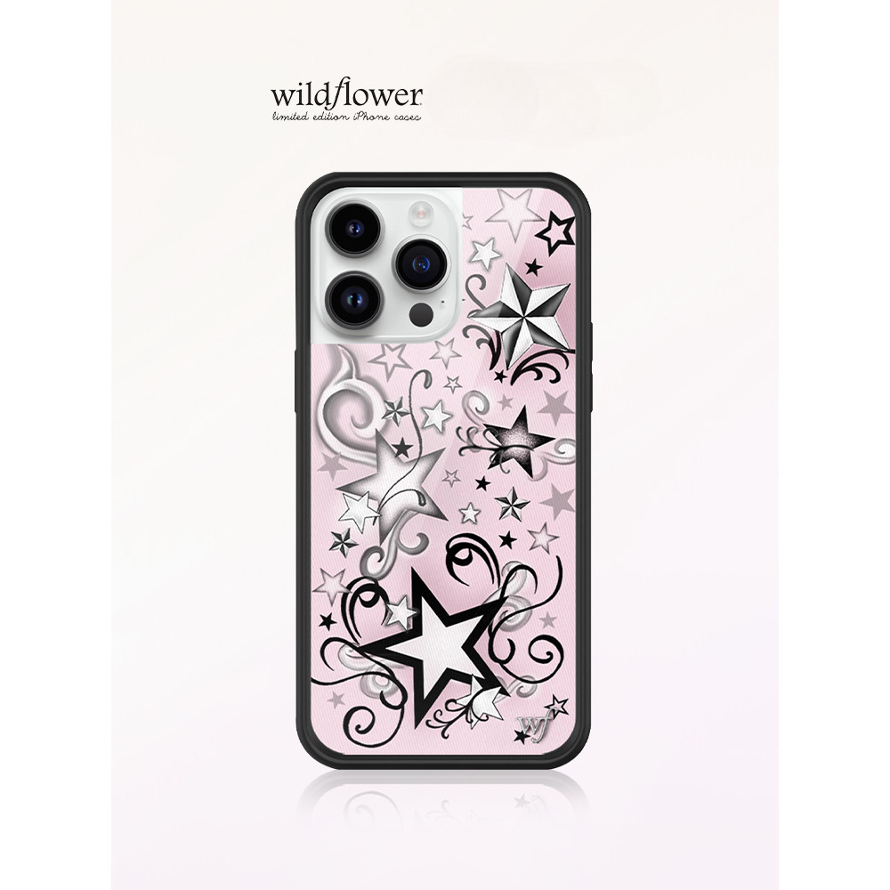 ดอกไม้ป่า Star Tattoo เคสโทรศัพท์สําหรับ iPhone 16 15 14 13 12 Pro Max Hard WF ปลอกซิลิโคน Anti-Falling กันกระแทกปกหลังสําหรับ iPhone 14 15 16 Plus