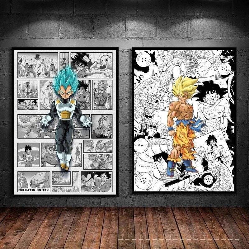 ผ้าใบพิมพ์ Dragon Ball อะนิเมะ Goku Vegeta Room ภาพตกแต่งบ้านของขวัญพิมพ์และพิมพ์ภาพวาดตกแต่งโปสเตอร์