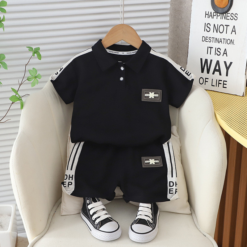 ฤดูร้อนเด็กเสื้อผ้าชุดเสื้อโปโล + กางเกงขาสั้นชุดกีฬาสําหรับเด็กชายหญิง ชุดวอร์ม เด็กวัยหัดเดินชุด