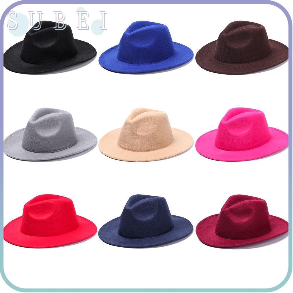 Sukaa Fedora หมวกปีกกว้าง สไตล์วินเทจ แฟชั่น สําหรับเต้นรํา ปาร์ตี้คาวบอย