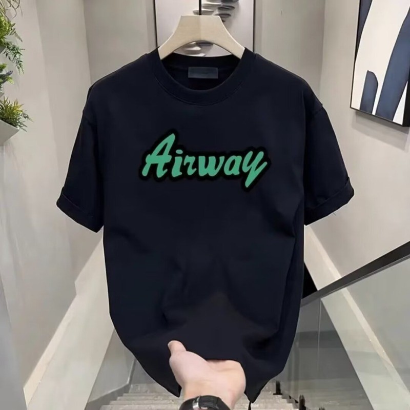 2024 ฤดูร ้ อนใหม ่ ผู ้ ชายขนาดบวกหลวมสไตล ์ ตัวอักษรพิมพ ์ ผ ้ าฝ ้ ายTshirt Streetแฟชั ่ นสบายๆแขนสั ้ นคอกลมเสื ้ อยืดสําหรับชายBlack/White S-5XL