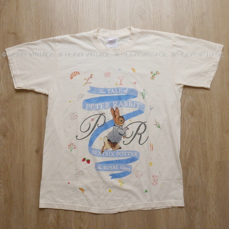 ใหม่ PETER RABBIT ฟอกนุ่ม เสื้อวินเทจ ลายการ์ตูน น่ารัก heavy vintage shirt