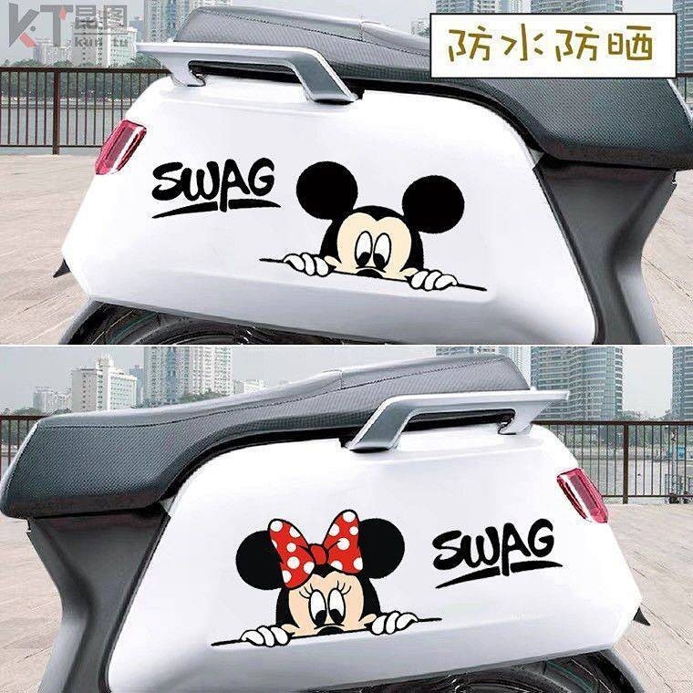การ์ตูนน่ารักลูกวัวสติกเกอร์รถยนต์ไฟฟ้า Mickey Minnie Yadi ไต้หวัน Bell Body Scratch Blocking สติกเกอร์ตกแต่งกันน้ํา – โปรปัง