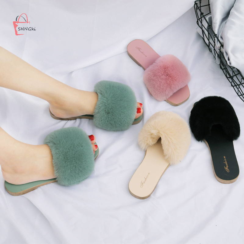 【Orph】รองเท้าแตะ ส้นแบน ขนปุย สวมใส่สบาย เหมาะกับใส่ในบ้าน และนอกบ้าน แฟชั่นฤดูใบไม้ร่วง และฤดูหนาว สําหรับผู้หญิง