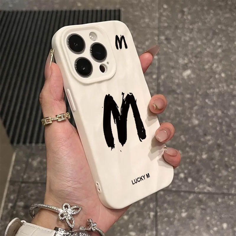 เคสไอโฟน16 15 14 13 12 11 Pro Max Case Camera Protect Letter M Shockproof soft Compatible เคส iPhone 16PM,16Plus,X/XS, XR,7+,8Plus