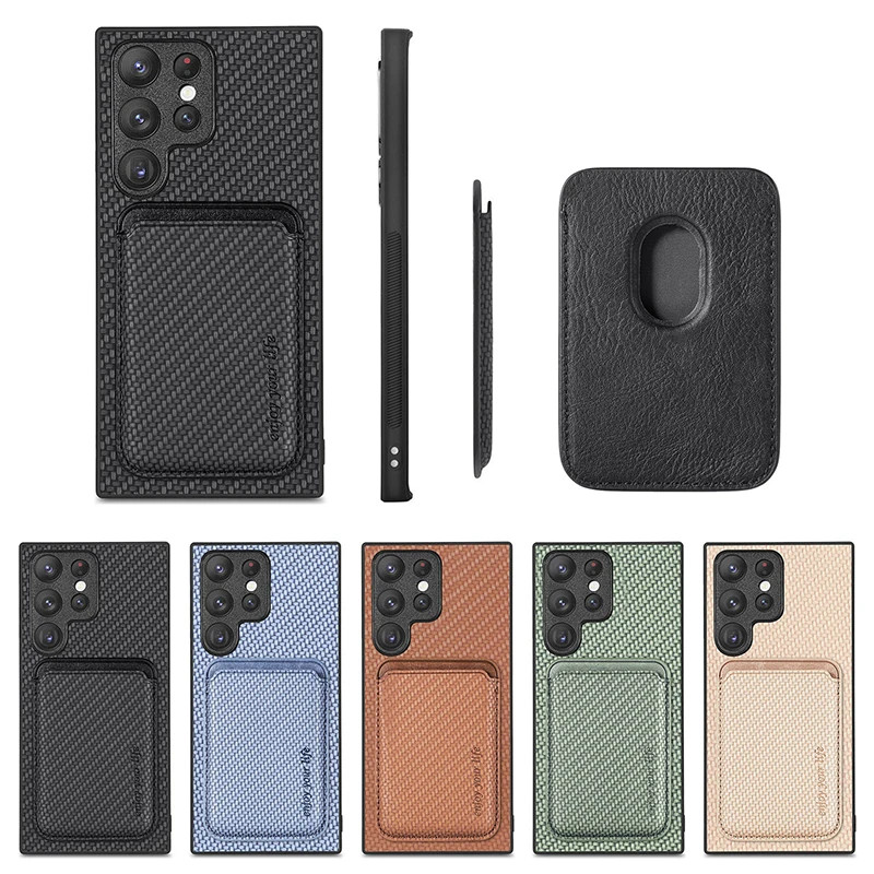 สําหรับ Magsafe Magnetic Fiber Card กระเป๋าสตางค์สําหรับ Samsung Galaxy S23 FE S24 S22 S21 S20 Note20 Ultra Note10 S10 Plus Macsafe Cover