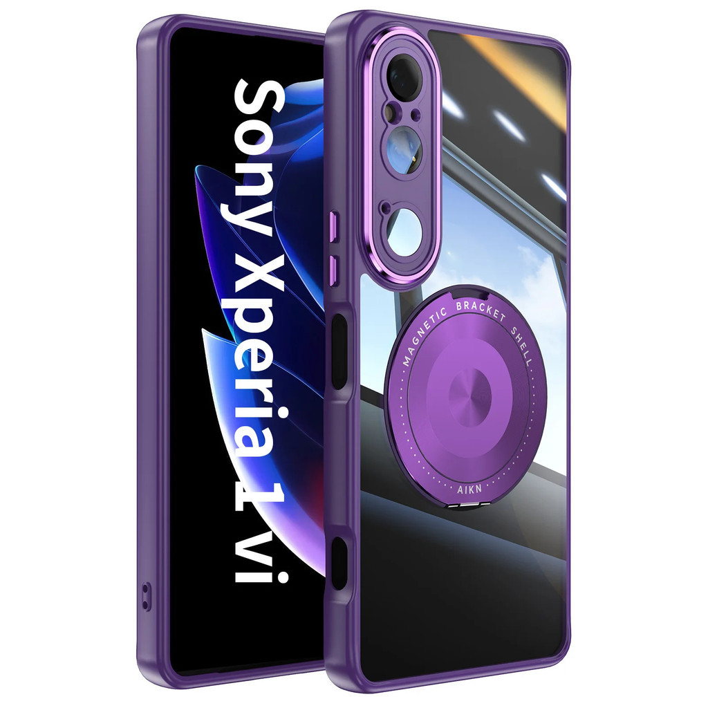 เคสโลหะ TPU สําหรับ Sony Xperia 1 VI 10 VI 1 VII Magnetic Wireless Charger Holder Cover 360° เคสกันน