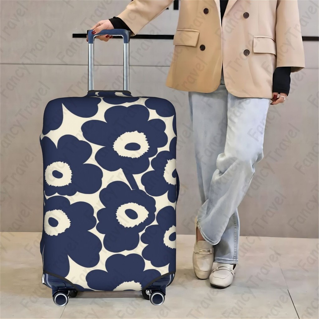 Fancytravel ดอกไม ้ Unikko ผ้าคลุมกระเป๋าเดินทาง กระเป๋าเดินทาง ผ้ายึดได้เยอะ กันฝุ่น กันรอย สวมใส่ได้ ข้น 18/20/22/24/26/28/32นิ้ว