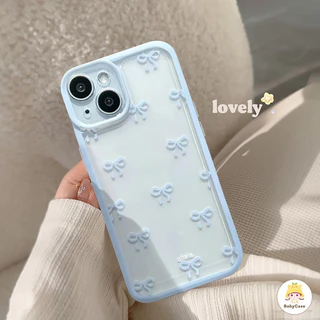 แฟชั่นคู่ปมโบว์สวยเรียบง่าย เคสไอโฟน 14 15 12 Pro Max 7Plus 13 11 Pro Max เคส Iphone 7 14 15 8 XR X XS Max SE 2020