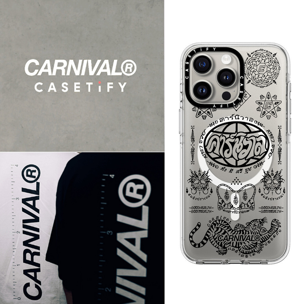 CARNIVAL® Carnival รูปแบบกรณีแม่เหล็กดูดอะคริลิคใสกลับ TPU Edge กรณี Sideband Fon เคสโทรศัพท์ Impact สําหรับ Apple IPhone 13 14 15 Pro Max