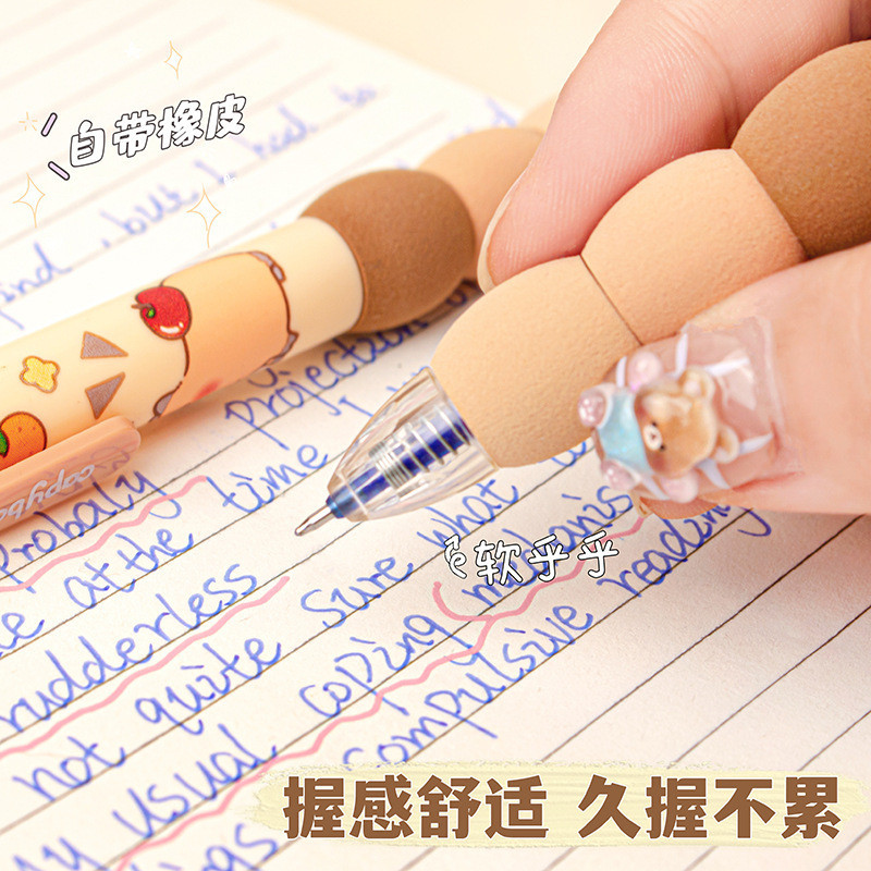4 ชิ้น Kapibara นุ่ม Oubao กดด้านข้าง Erasable รูปที่ 3