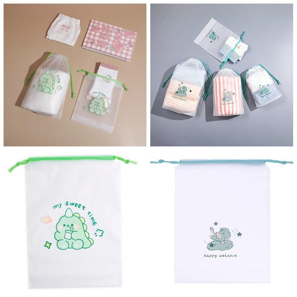 UUMIR ถุงเก็บรองเท้า, การ์ตูนไดโนเสาร์ Matte โปร่งใส Drawstring Bag, Creative PE แขวนกระเป๋ากันฝุ่น Travel Bundle กระเป๋าเดินทางกลางแจ้ง/Busness Trip